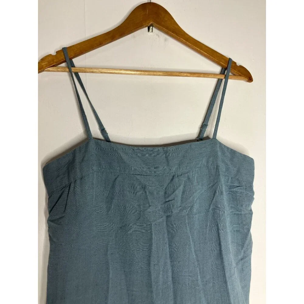 Sim & Sam Womens Blue Linen Blend Midi Dress Tiered Size Large New - Picture 2 of 9